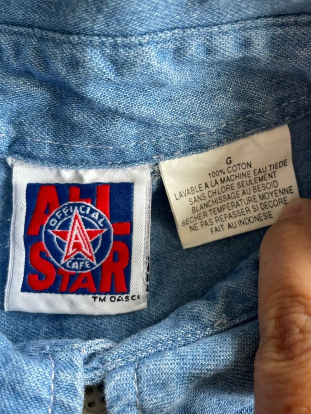 Vintage Rare All Star Official Cafe Capricorn Denim Button Down Shirt - Sz LG - Picture 5 of 11